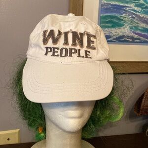 Wine People Hat Cap Strap Back White Black Distressed Logo We People Womens
